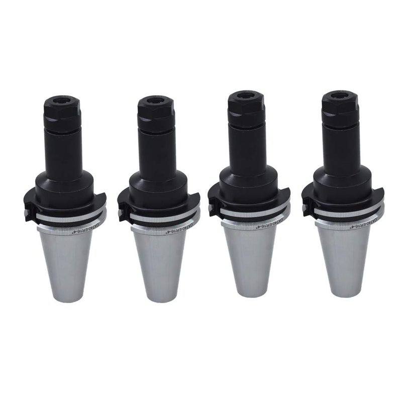 findmall 4Pcs CAT40 Tool Holder ER16 Collet Chuck Set length 4"/100mm Chuck Tool Holder Set Mill Holder for CNC Engraving Machine Milling Lathe(4Pcs CAT40-ER16-100) - Image 1